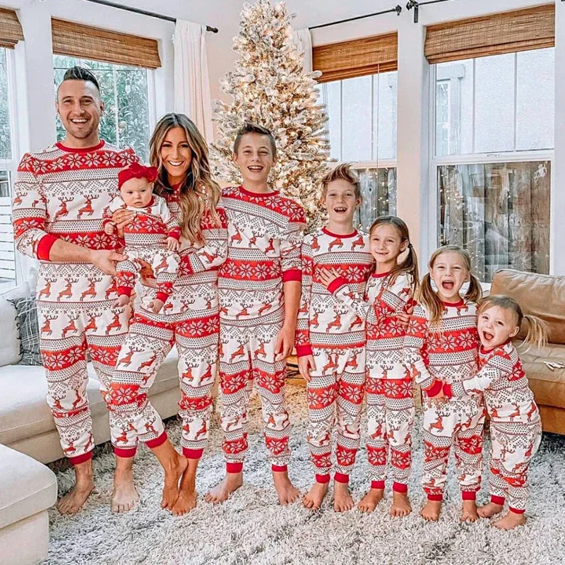 Ensemble Pyjamas Famille Noël Tenues Assorties Vêtements Nouvel An Pajamas Bébé Enfant Adultes Look Unisexe Im