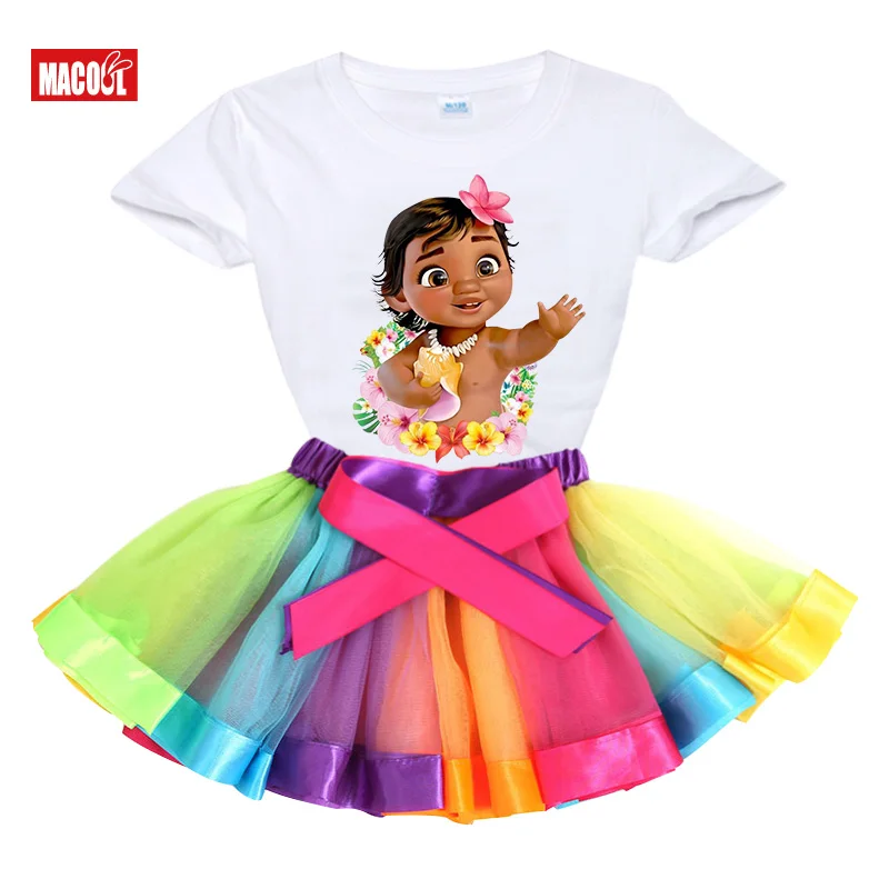 Ensemble Tshirt et Robe Tutu Fille Tenue ArcenCiel Vêtements 2 Pièces Marque MACOL Style Princesse Matériau Co