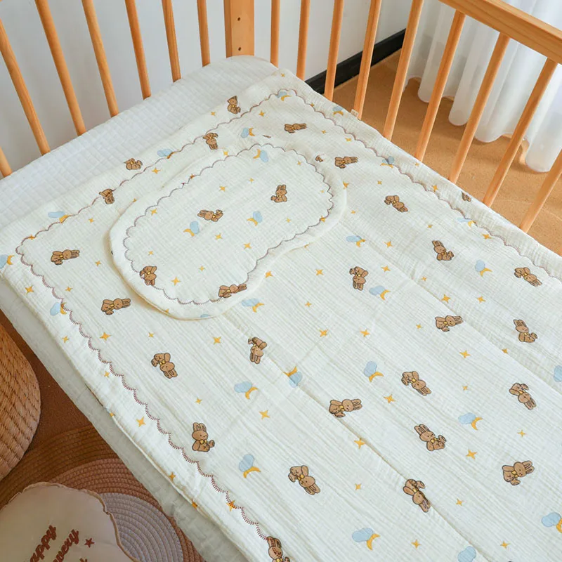 Ensemble literie bébé motif animal cotton muslin doux respirant 03 ans couette et coussin design apaisant cham