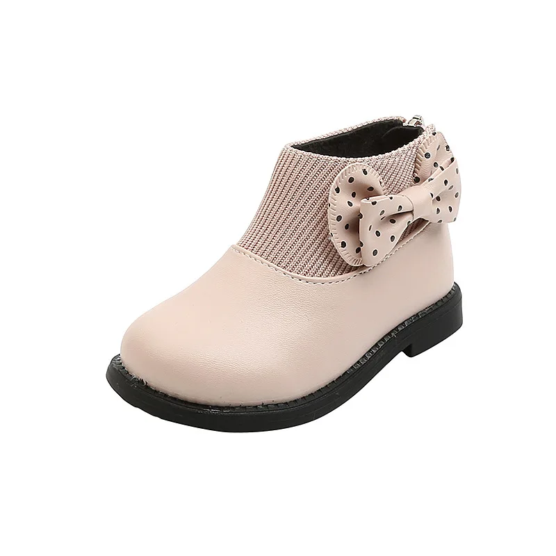 Bottines filles mode princesse nœud à pois semelle caoutchouc confortable 46 ans style classique polyvalent