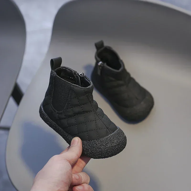Bottes d'hiver pour enfant filles garçons en neige peluche coton antidérapant antiglisse doublure chaudes épur