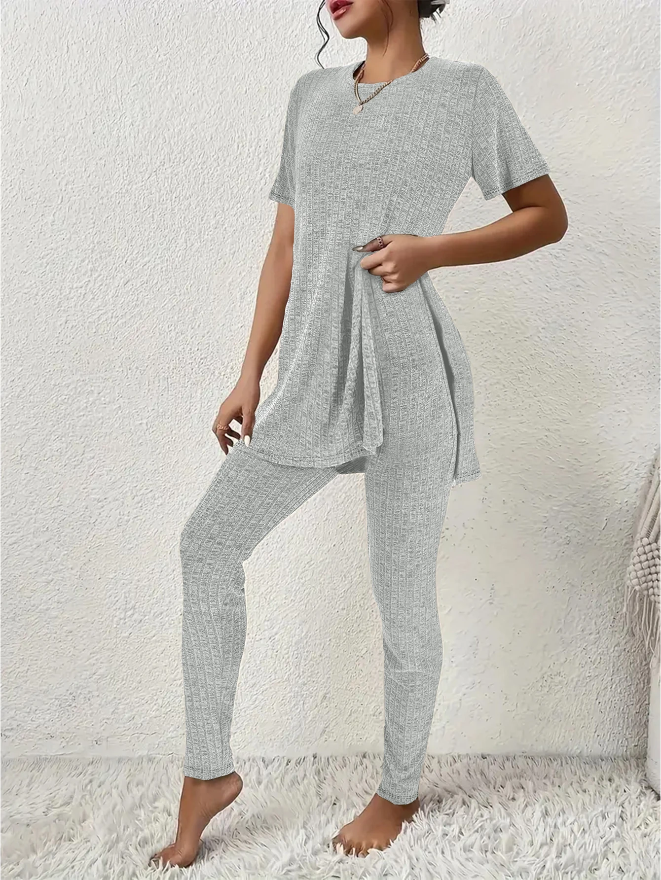 Ensemble deux pièces vêtements maison bébé STOLKISS doux confortable élastique style loose été