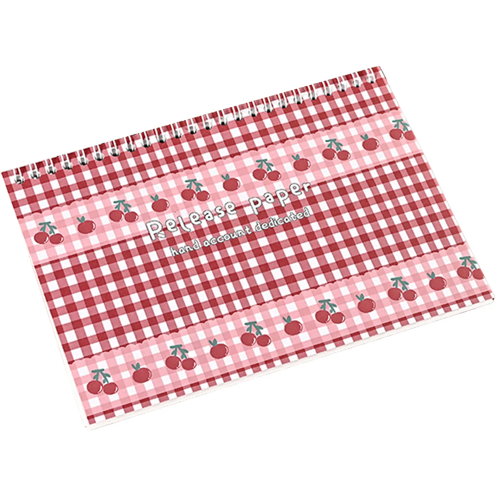 Papier de libération à spirale 32 feuilles motif carreaux rouge et blanc cerises papeterie artistique scrapboo