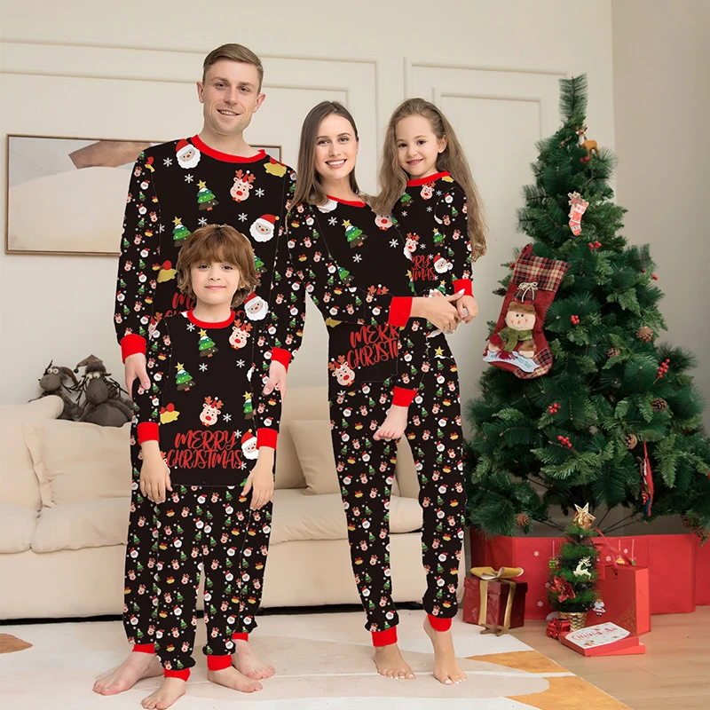 Pyjama de Noël assorti pour la famille ensemble coordonné père mère fille fils tenue festive bébé fille Noël 2