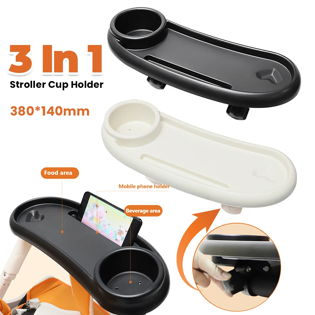 Portegobelet 3 en 1 pour poussette plateau amovible universel avec support téléphone collecteur de collations