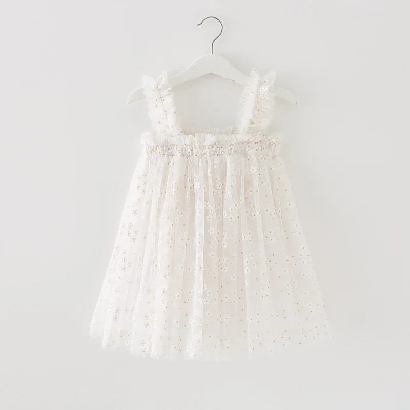 Robe Tutu en Tulle pour Bébé Fille de 0 à 7 Ans, Tenue de Princesse à Bretelles Imprimées de Fleurs, Vêtements