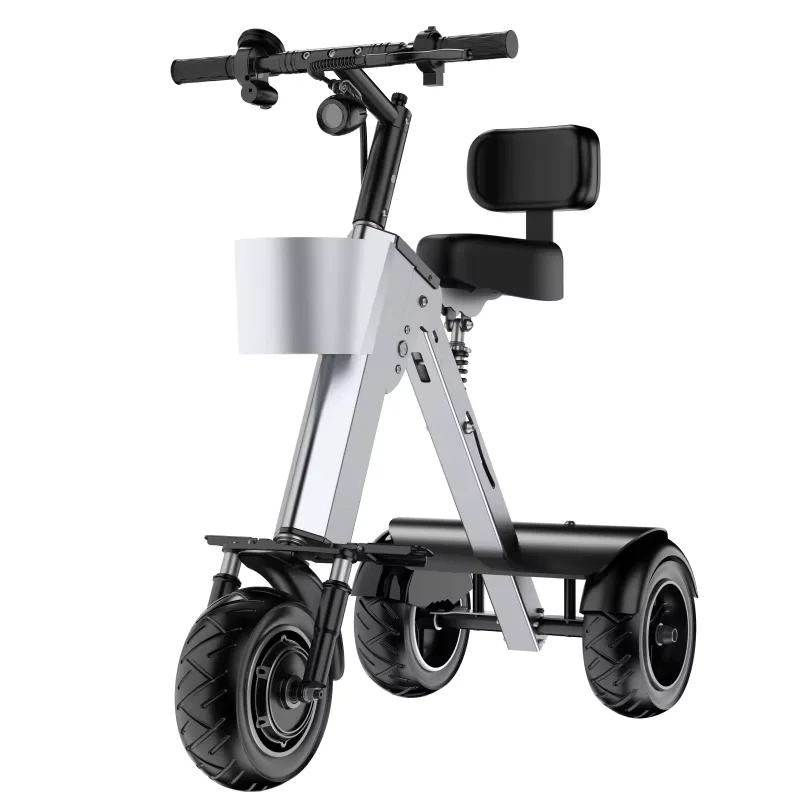 Tricycle électrique pliable avec siège et remorque mini scooter électrique pour adultes femmes design moderne 
