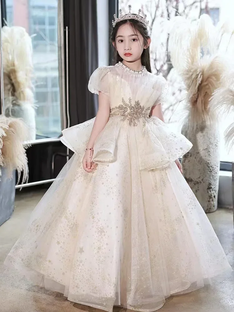 Robe de soirée élégante en dentelle pour filles robe de demoiselle d'honneur fête d'anniversaire princesse mod