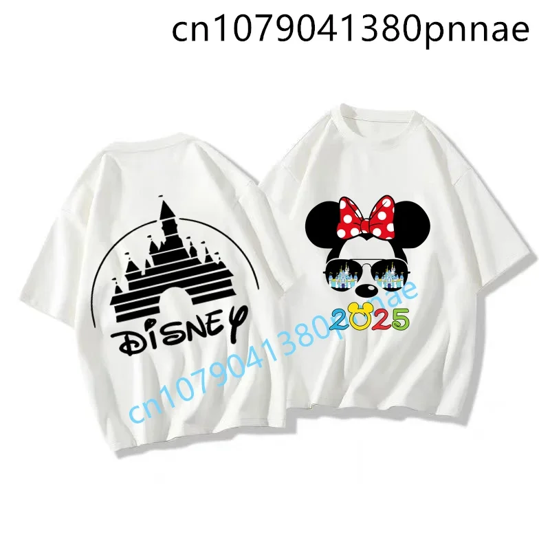 Tshirt Disney Minnie Mouse 2025 famille design amusant tissu doux usage quotidien idéal pour sorties blanc rou