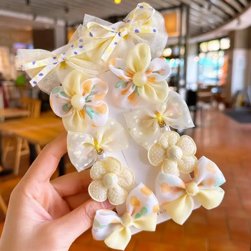 Pinces à cheveux en dentelle pour bébé 10 pièces fleurs en tissu style printanier coiffures bébé fille cadeau