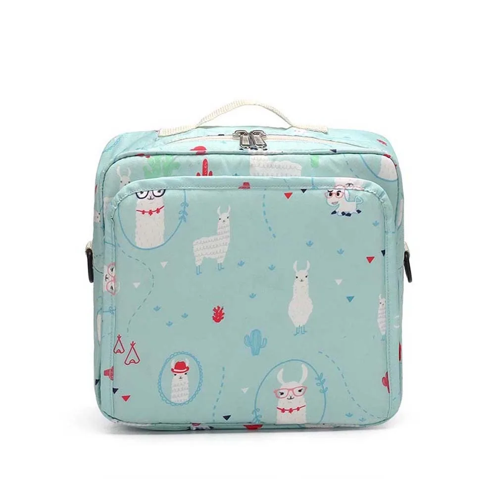 Sac de rangement de repas pour poussette tissu imperméable style ludique avec lamas poignée et fermeture éclai