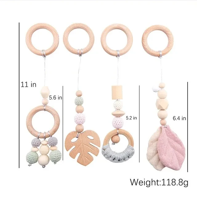 Ensemble hochet en bois et silicone pour bébé jouet dentition éveil sensoriel 100% naturel cadeau naissance po