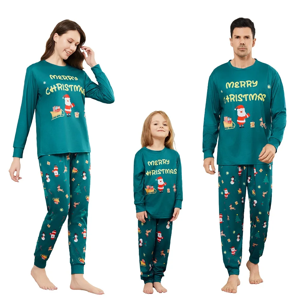 Pyjama de Noël pour enfant 2 pièces famille confortable doux matériau mixte polyestercoton style européenaméri