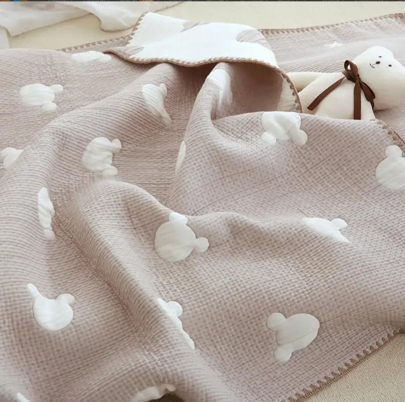 Couverture pour bébé nouveau-né lange d'emmaillotage canapé jeter couvertures doux respirant 100% coton pousse