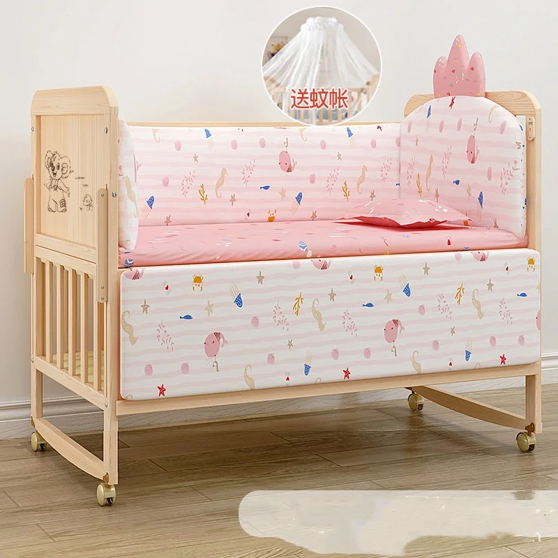 Berceau bébé bois moustiquaire parure lit matelas latex coco lit enfant 36 ans