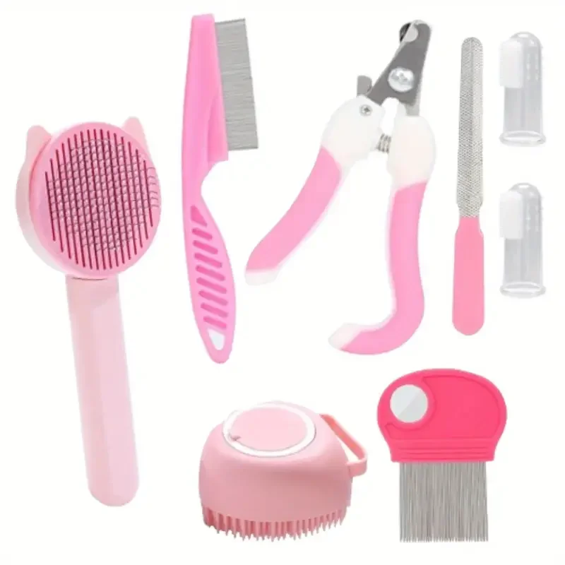 Kit de toilettage pour animaux de compagnie, coupe-ongles avec peigne à puces et brosse démêlante, pour chiens