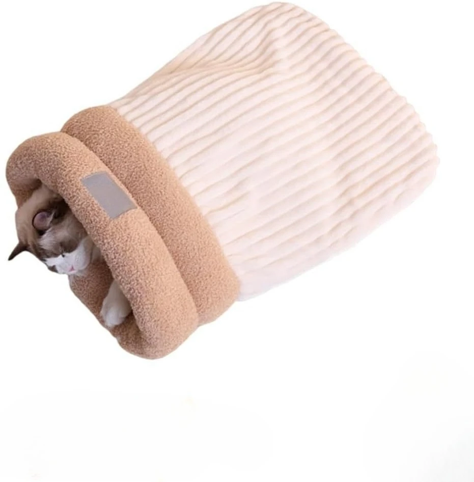 Sac de couchage hiver chat peluche douce grotte intérieure cachette 360° enveloppant sac câlin animaux compagn