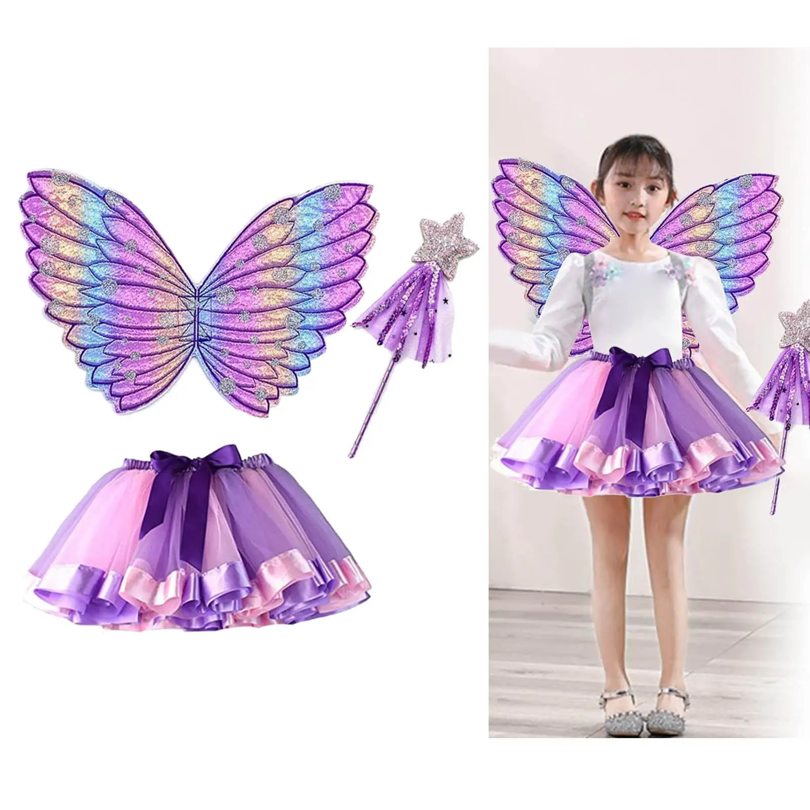Costume d'aile de papillon pour filles déguisement féerique princesse enfant fille fête Halloween