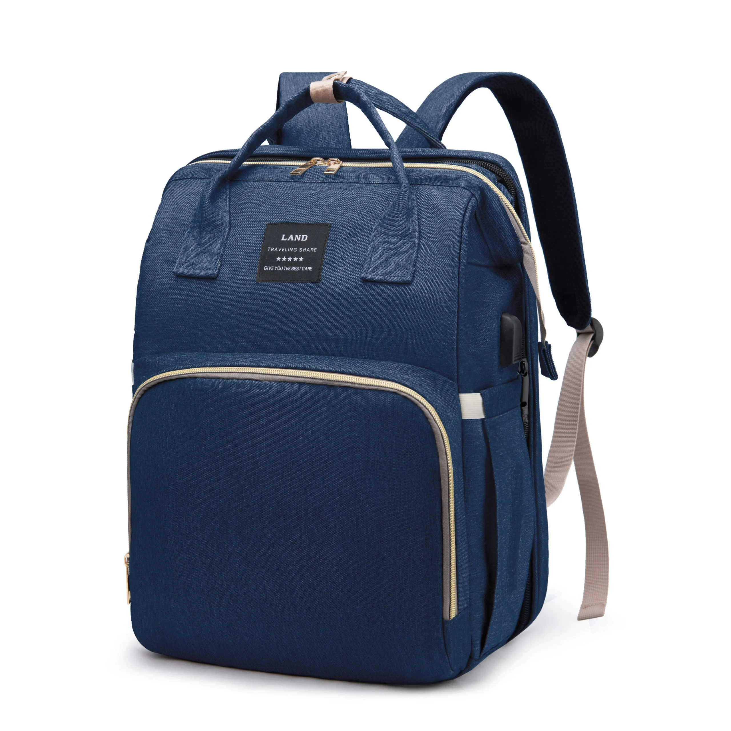 Sac à Dos Pliable pour Maman Élégant et Pratique Matériau Synthétique Poignées Réglables Poches Multiples Desi