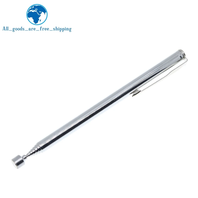 Stylo magnétique télescopique portable argenté élégant qualité métal clip intégré design moderne multifonction