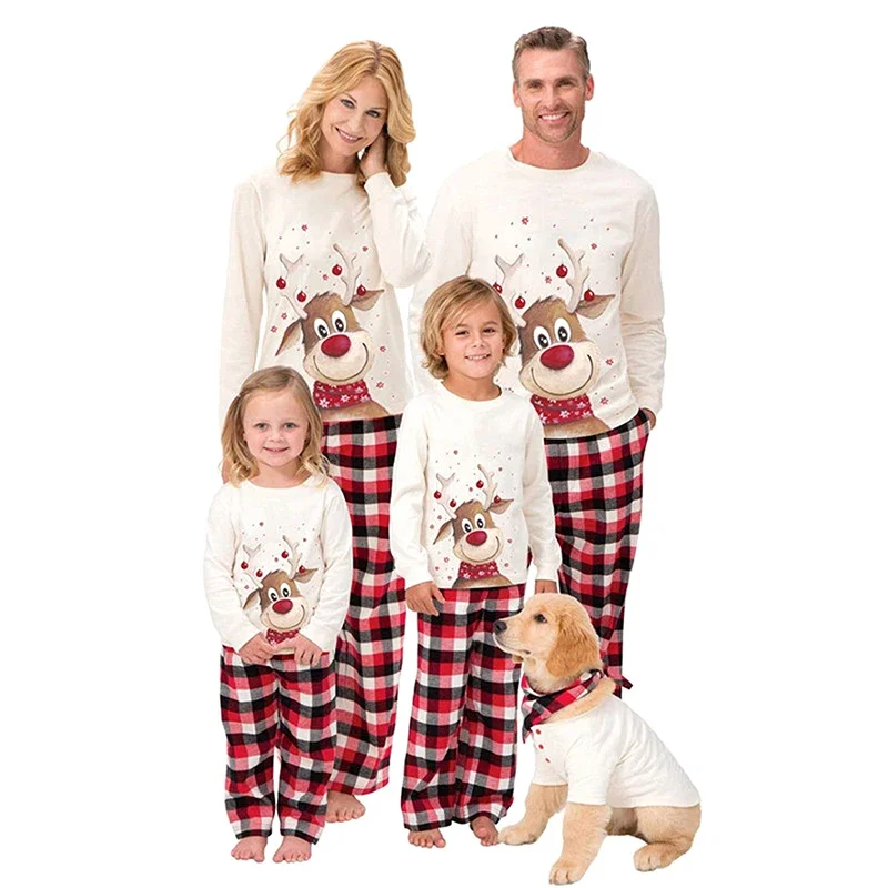 Pyjamas de Noël assortis pour la famille mère enfants bébé ensemble coordonné style festif vêtements de nuit d