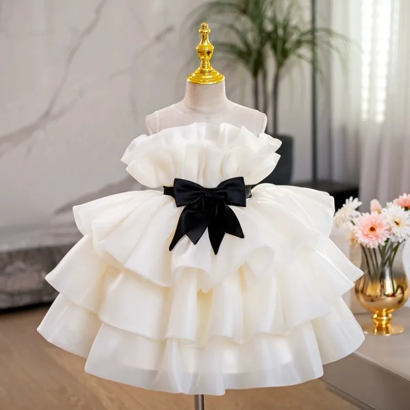 Robe Tutu princesse sans manches pour enfant fêtes mariages anniversaires vêtements élégants pour filles blanc