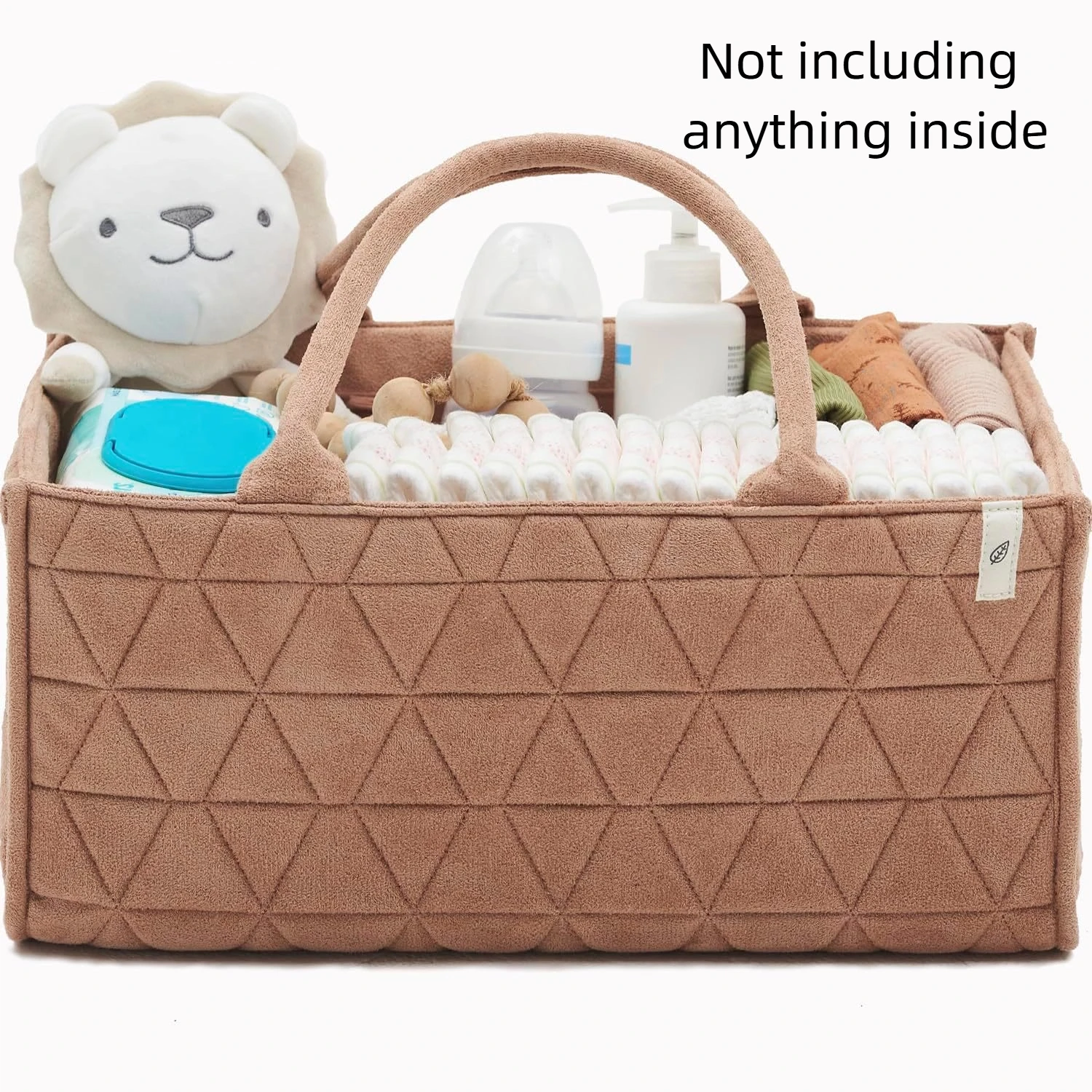 Sac à couches bébé portable grande capacité polyester motif géométrique style urbain blanc cassé camel