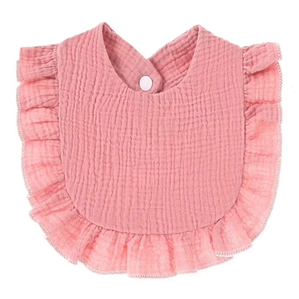 Bavoir bébé style coréen floral à volants doux en coton rose pâle protecteur antitaches pour nourrissons 02 an