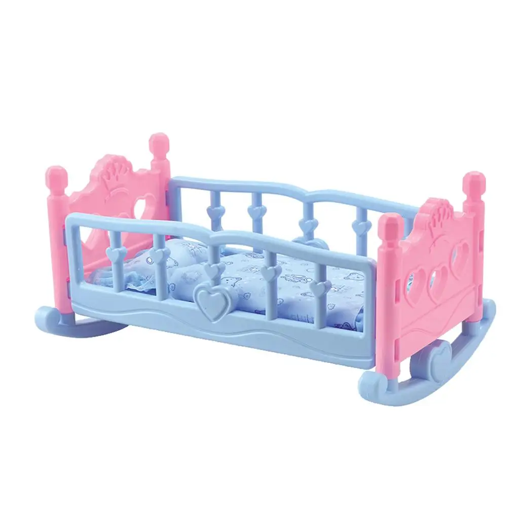 Lit de poupée à bascule jouet éducatif accessoires bébé filles 38 ans jouet en plastique安全 matelas rembourré s