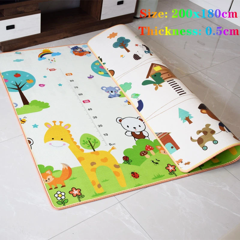 Tapis de jeu éducatif pour bébé 200x180cm 0.5cm épaisseur 8 styles choix motifs animaux colorés chambre enfant