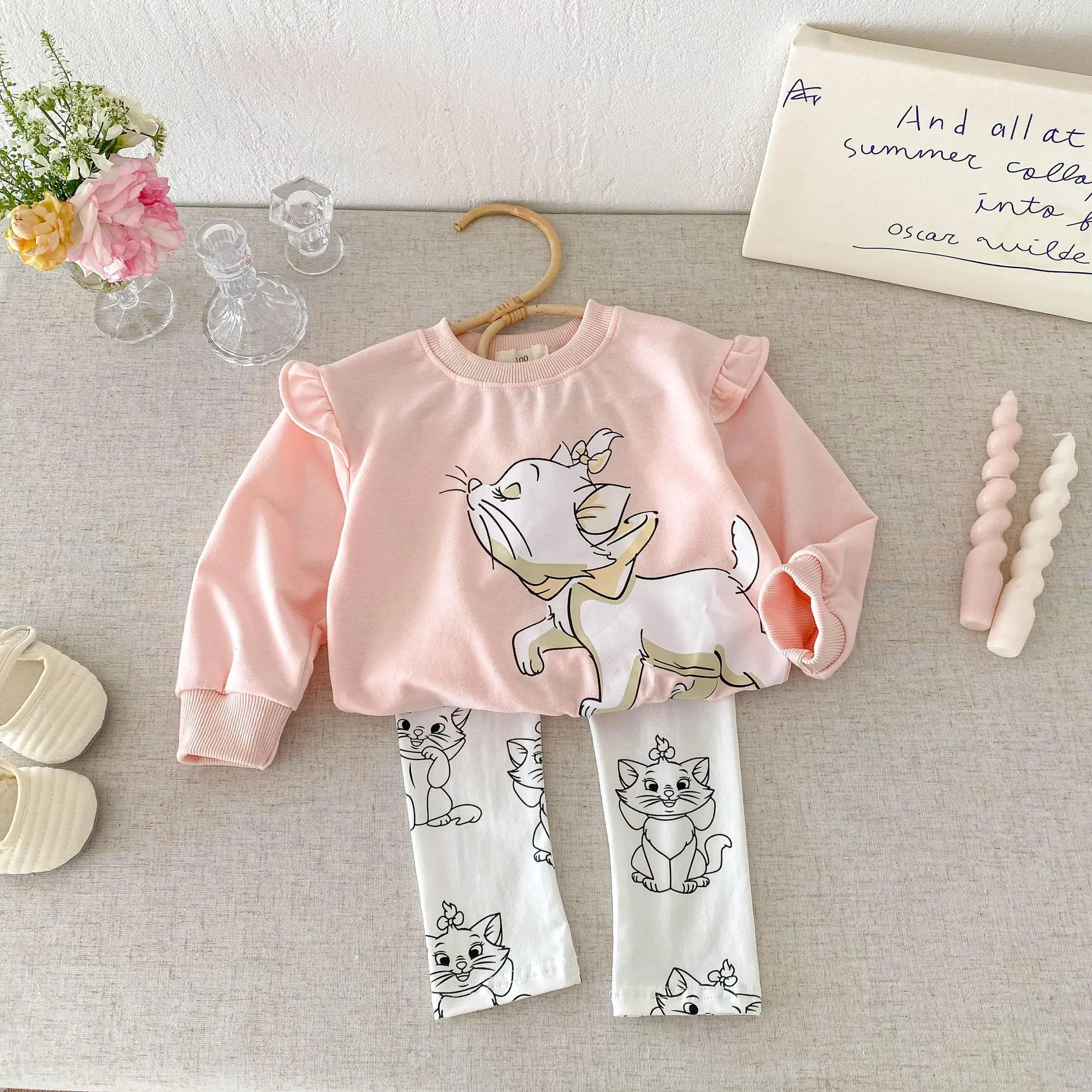 Ensemble bébé fille 16 ans mode sport dessin animé 2 pièces tshirt pantalon coton confortable style décontract