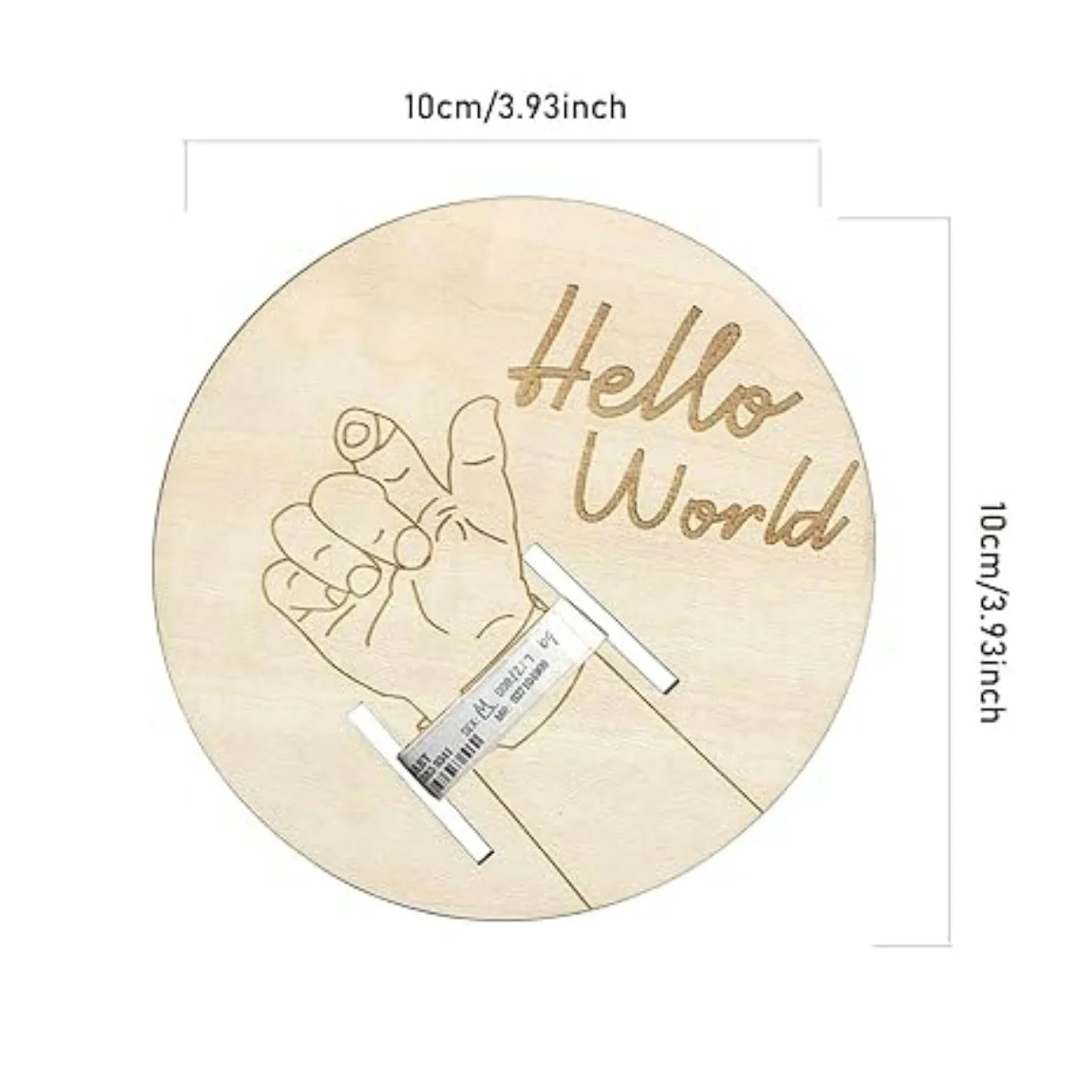 Panthéor Panneau décoratif en bois gravé 'Hello World' pour nouveauné cadeau souvenir bébé 10 cm style minimal