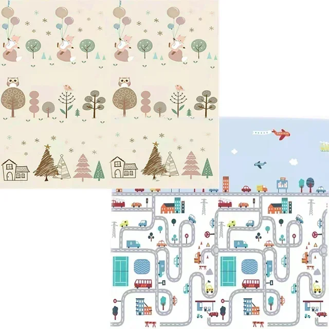 Tapis de jeu en papier double face pour bébé et enfant motifs éducatifs doux et sécurisant activité manuelle e