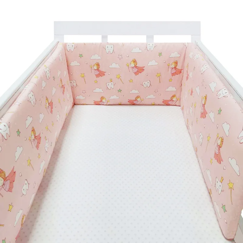 Parechocs lit bébé en polyester doux design ange rose protection安全安全barreaux 200x30 cm style enfantin et sécur