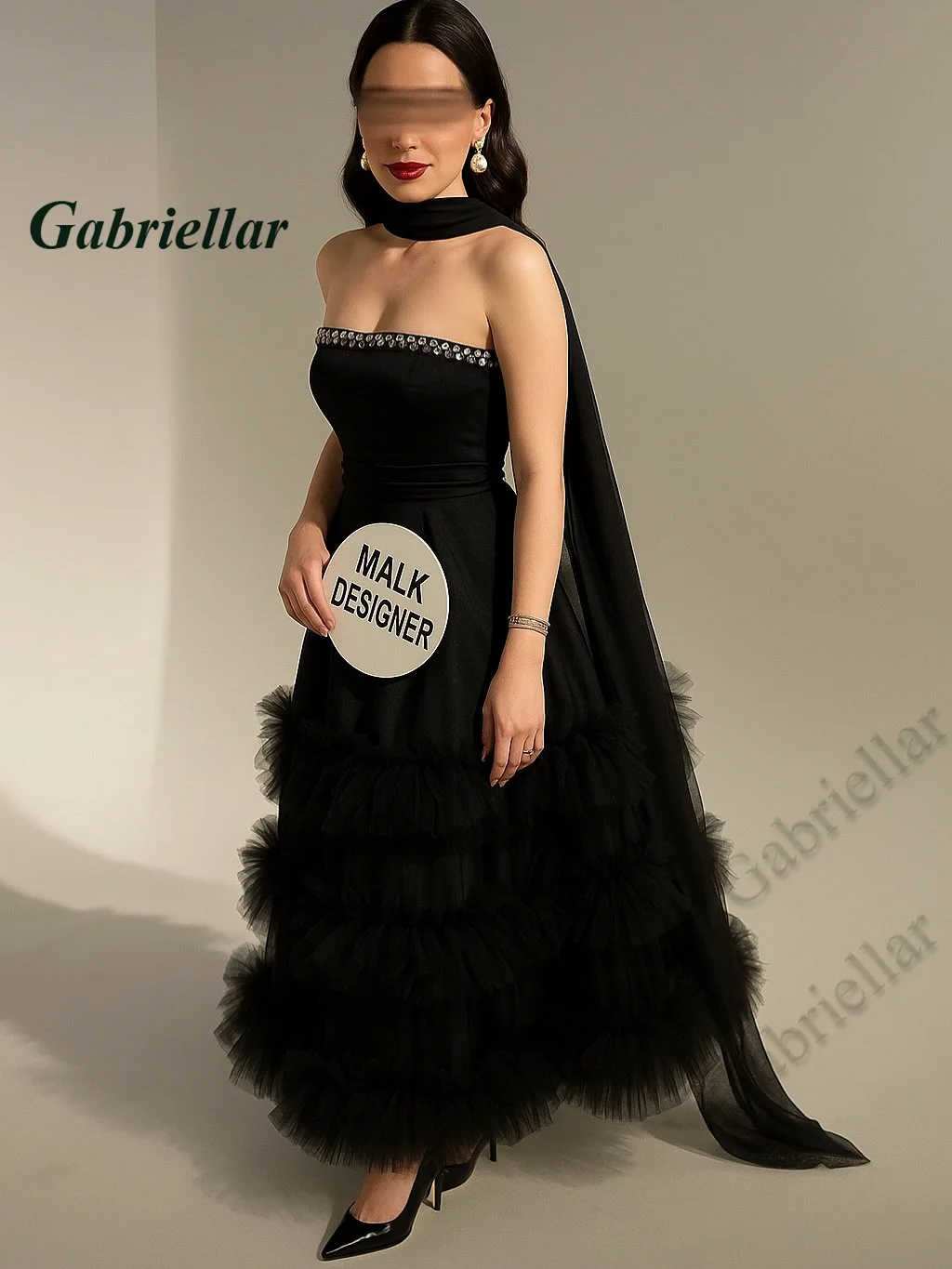 Robe de soirée Gabriellar multicouche avec écharpe robe de bal classique en tulle occasion formelle robe d'occ
