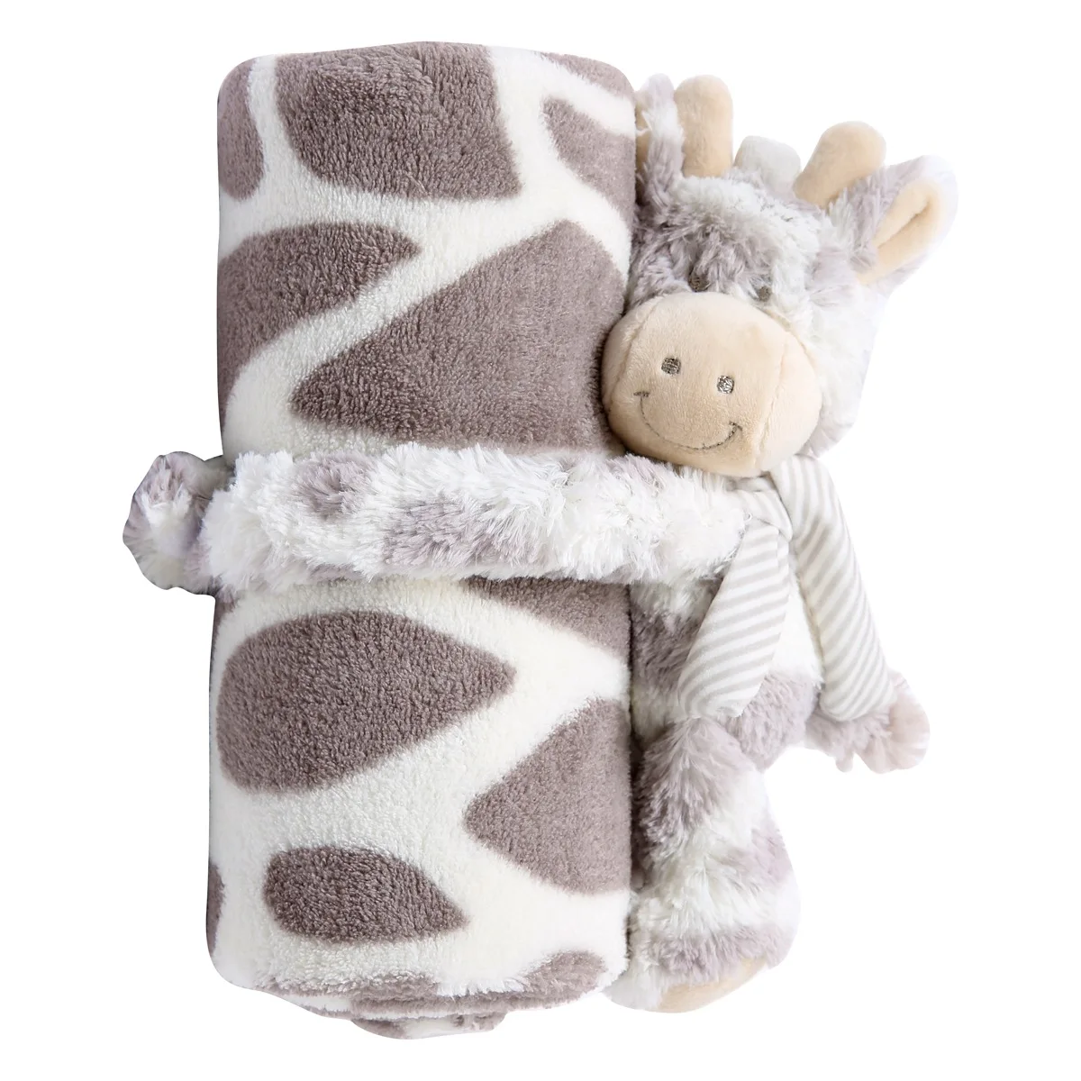 Couverture bébé avec peluche girafe douce réconfortante literie accessoire poussette cadeau naissance tissu po