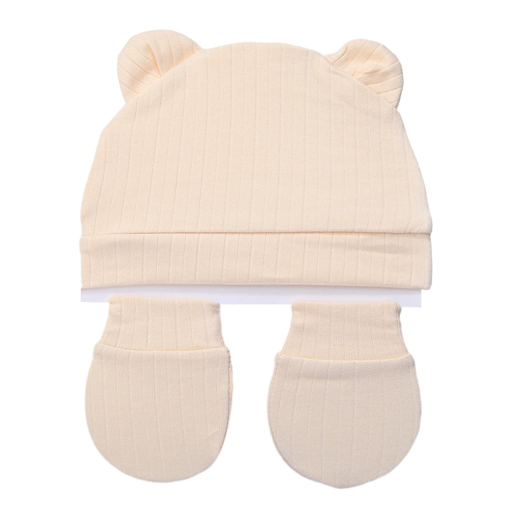 Bonnet bébé oreilles ours mitaines accessoire bébé 03 mois coton doux nouveauné poussette accessoire photo vêt