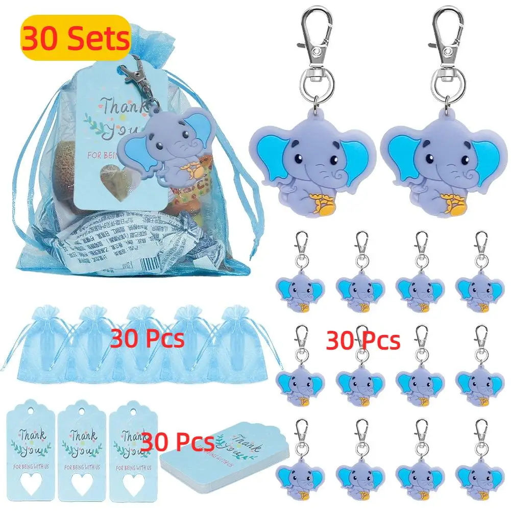 Ensemble porteclés éléphant 30 pièces souvenirs bébé cadeaux fête anniversaire mariage baptême baby shower sac