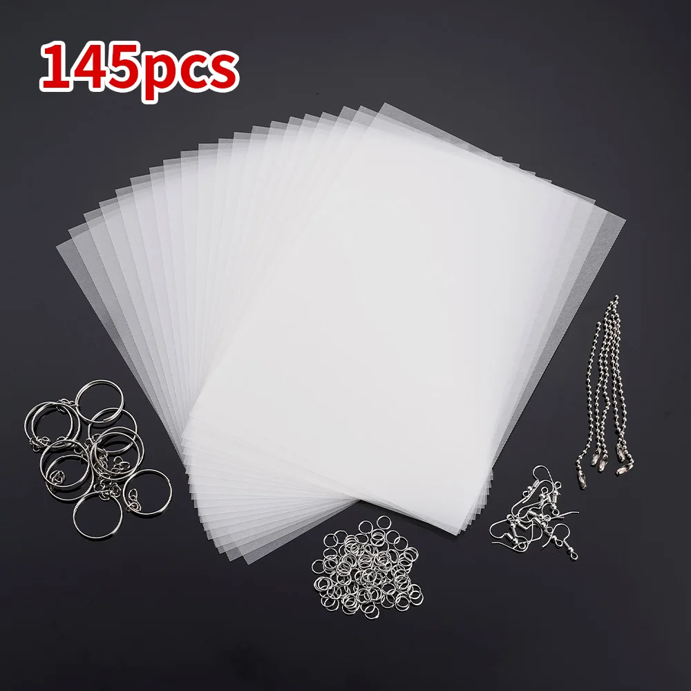 Ensemble de feuilles thermorétractables pour bijoux ornements et scrapbooking 145 pièces