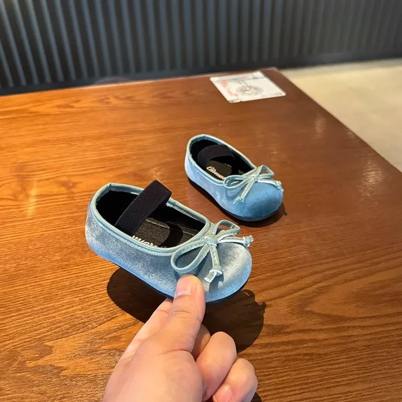 Chaussures bébé fille ballerines velours nœud satin antiglisse confort printemps automne été fête enfant 36 an