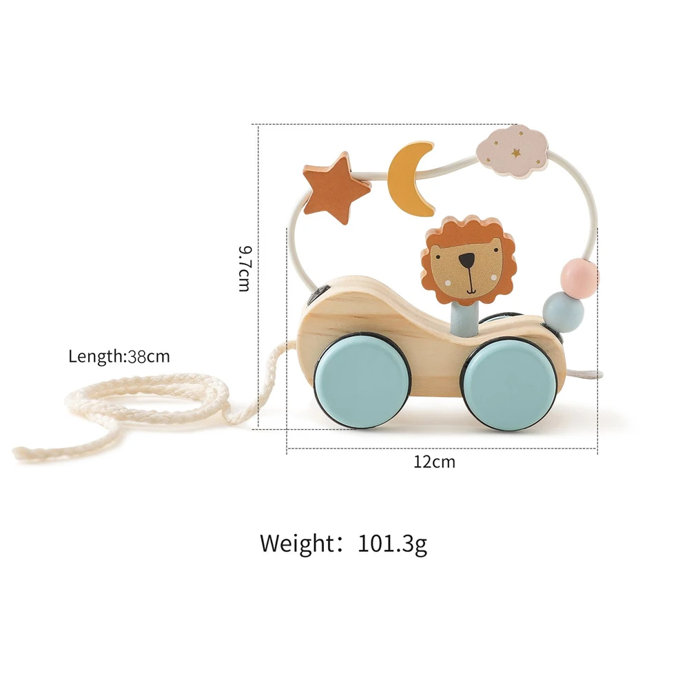 Jouet en bois tracteur Montessori pull along éducatif pour bébé 03 ans accessoire de développement moteur cade
