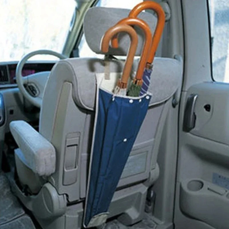 Support pour parapluies voiture tissu polyester bleu rangement sécurisé