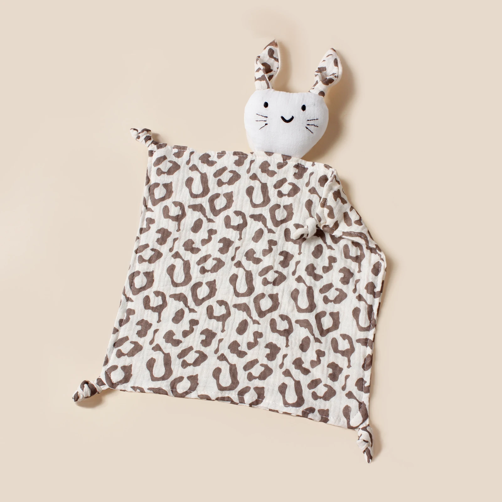 Couverture de doudou en mousseline de coton pour bébé peluche lapin poupée de couchage réconfortante 03 mois d