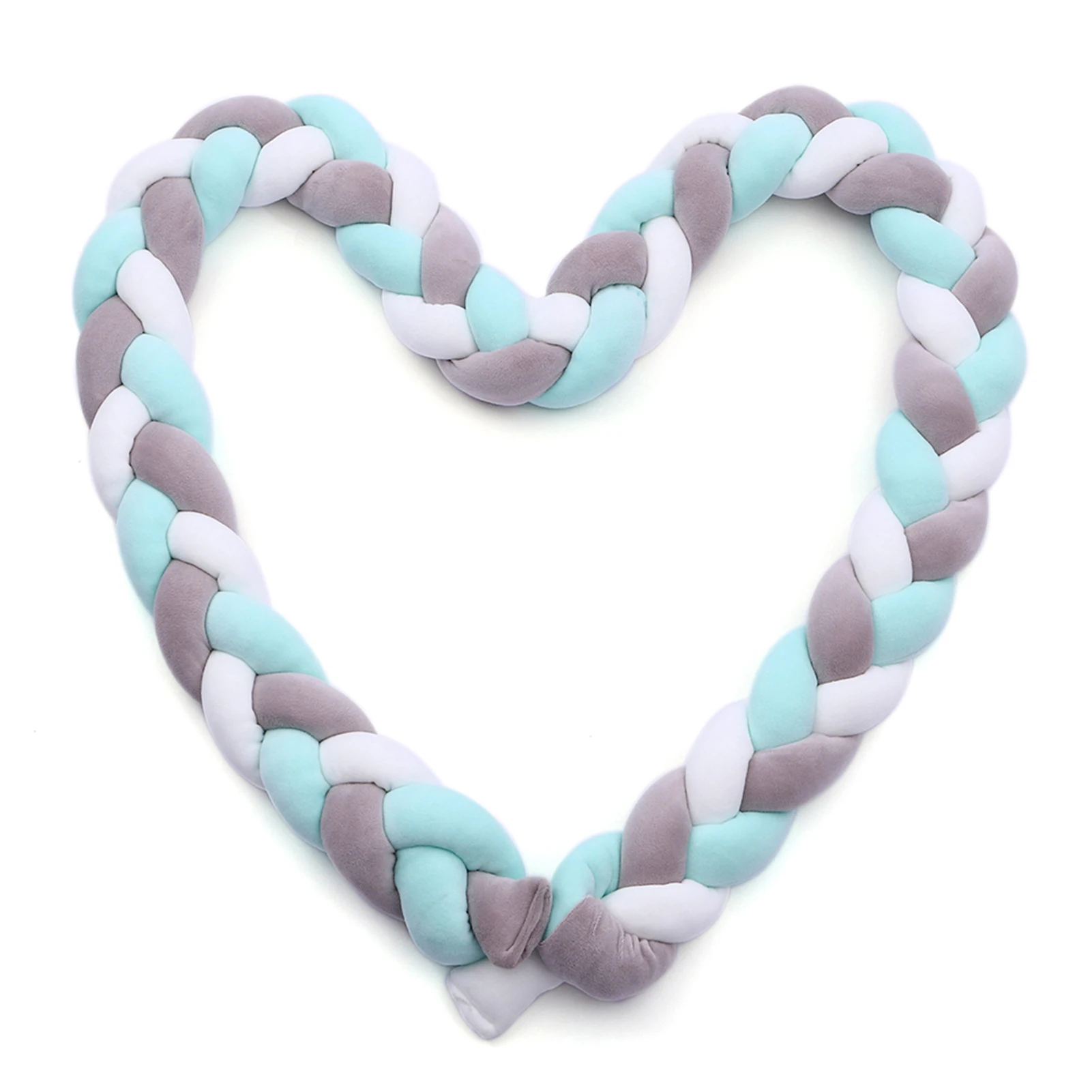 Parechocs lit bébé tressé 3 brins oreiller coton protecteur pull décoration chambre bébé 3m coton polyester bl