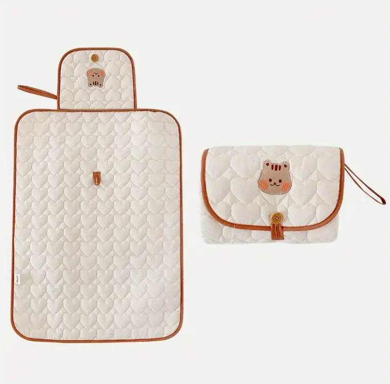 Matelas à langer portable pour bébé coussin double face pliable tapis de sieste multifonctionnel avec corde de
