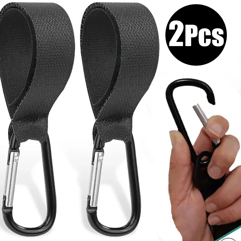 Ensemble 2 sangles poussette mousquetons alliage aluminium nylon noir clip bébé accessoires organisation porta