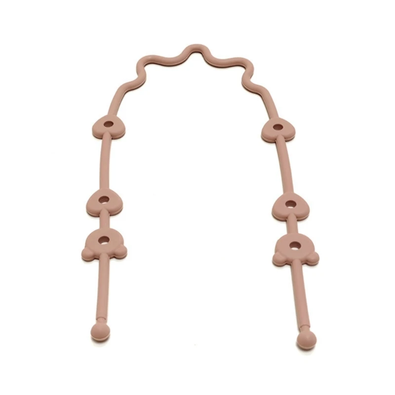 Sangle sécurité en Silicone chaîne sucette support jouet pour bébé rose pâle flexible 安全 pratique 036mois