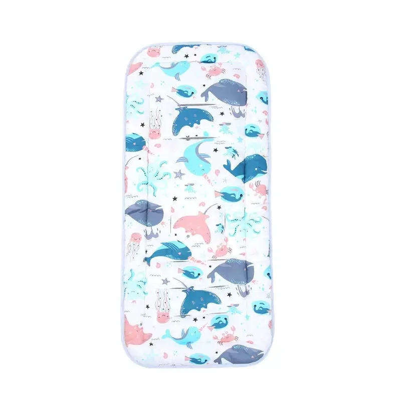 Coussin de poussette doux en coton matelas rembourré pour bébé motifs marins 33x75 cm Dolphin