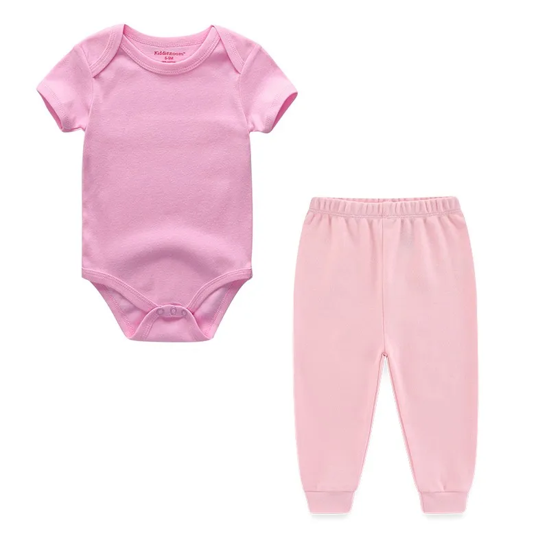 Ensemble de Vêtements Unisexes Bébé 100% Coton Doux Confortable Body à Manches Courtes Pantalon Taille Élastiq