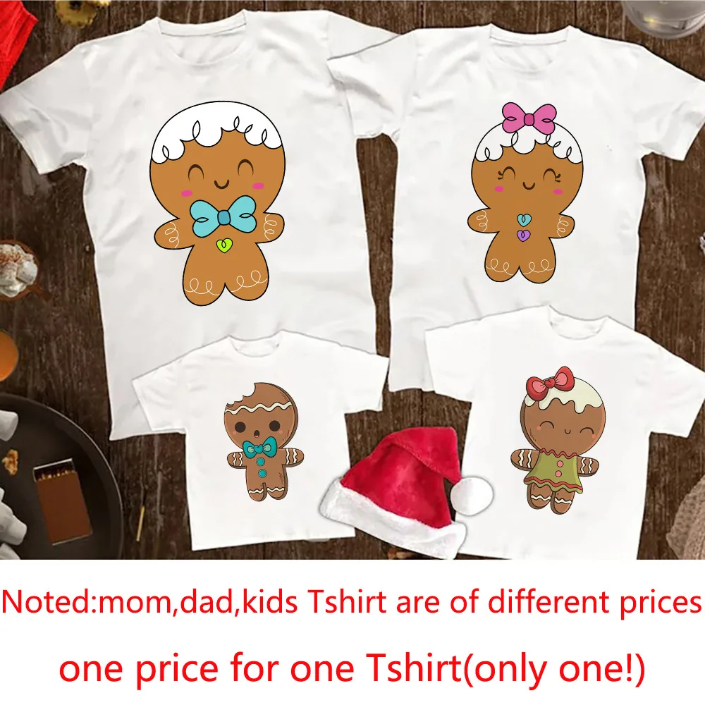 Tshirts de Noël assortis pour famille maman papa fille fils motifs gâteaux de Noël décontractés idéaux pour fê